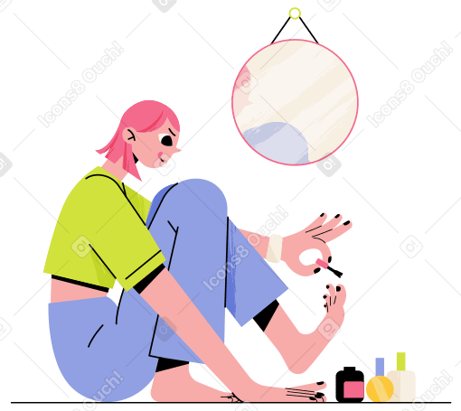 Girl does a pedicure Illustration in PNG, SVG