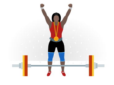 Powerlifter feminina comemorando sua vitória PNG, SVG