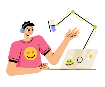 Man recording a podcast episode PNG, SVG