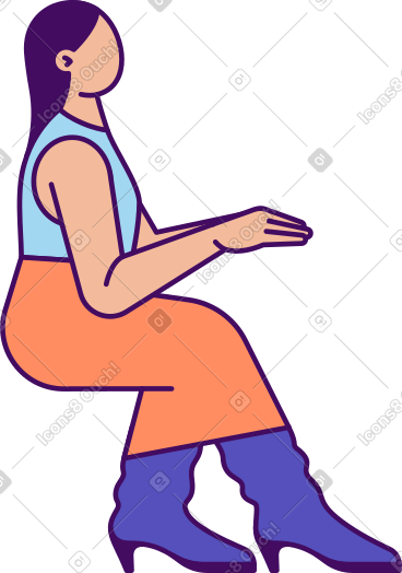 坐着的女人举手 PNG, SVG