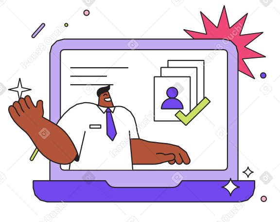 Man HR is looking for an online resume of employees Illustration in PNG, SVG