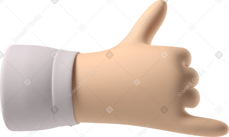 3D Mão de pele pálida mostrando sinal de chamada PNG, SVG