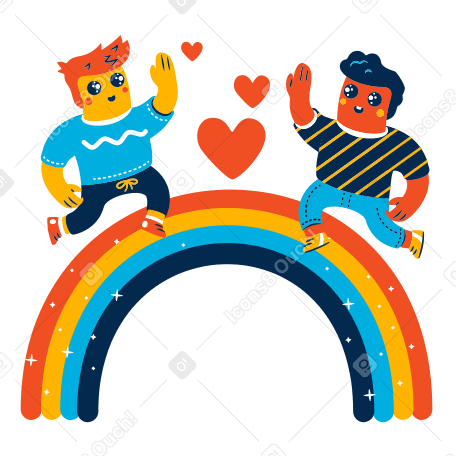 Walking on a rainbow Illustration in PNG, SVG