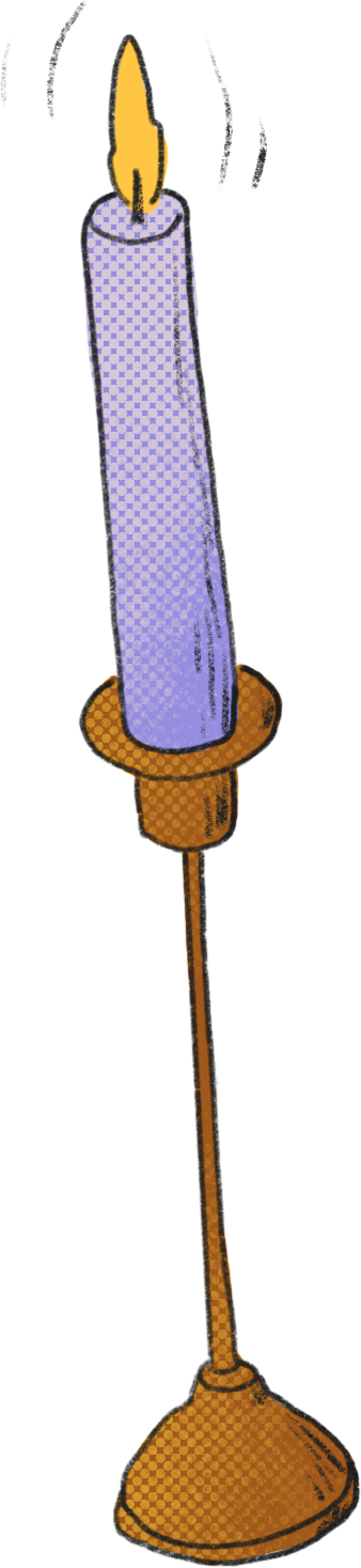 Purple candle in a candlestick PNG, SVG