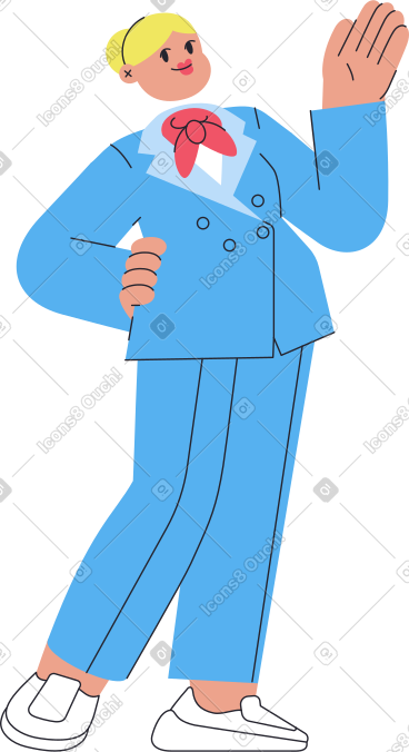 Woman flight attendant waving PNG, SVG