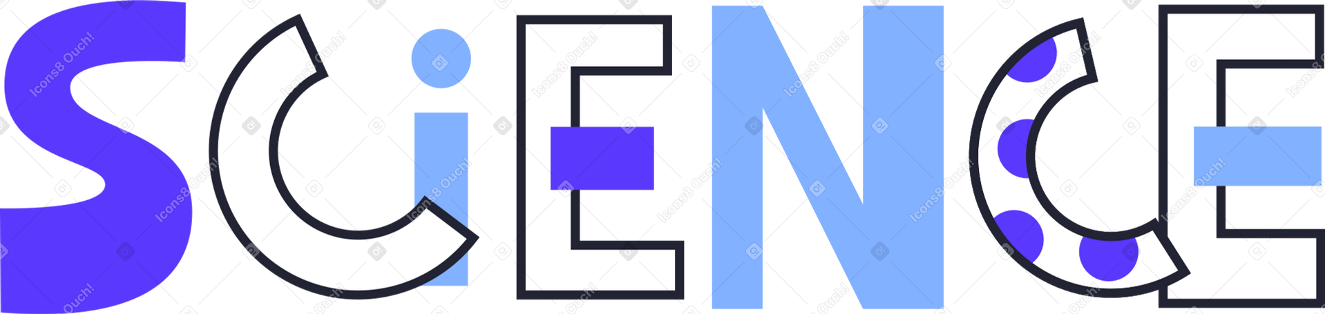 lettering multicolored sciense Illustration in PNG, SVG