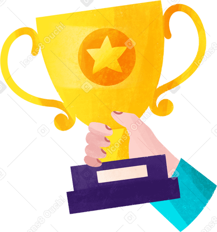 hand holding winner's cup PNG, SVG