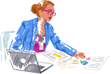 Woman analyzing the data PNG, SVG