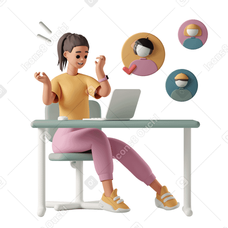 3D Recruiter woman having online interview PNG, SVG