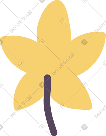 Yellow leaf with black stem PNG, SVG