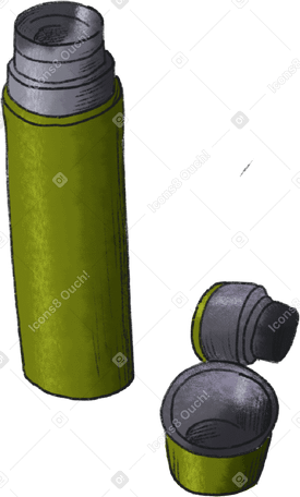 green thermos flask opened PNG, SVG