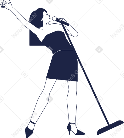 woman singing into the microphone PNG, SVG