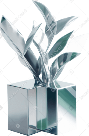 3D abstract floral sculpture made of metal PNG, SVG