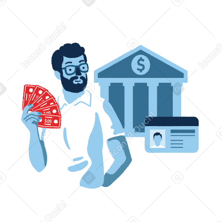 Illustration prendre de l'argent à la banque aux formats PNG, SVG