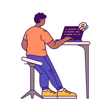 Illustration animée Programmeur masculin ayant une réunion en ligne aux formats GIF, Lottie (JSON) et AE
