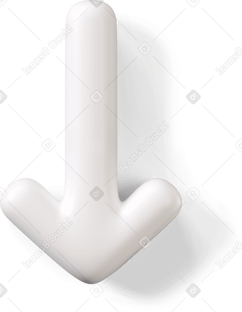 3D White downward arrow icon Illustration in PNG, SVG