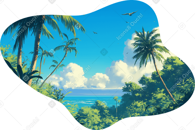 Пейзаж с пальмами в PNG, SVG