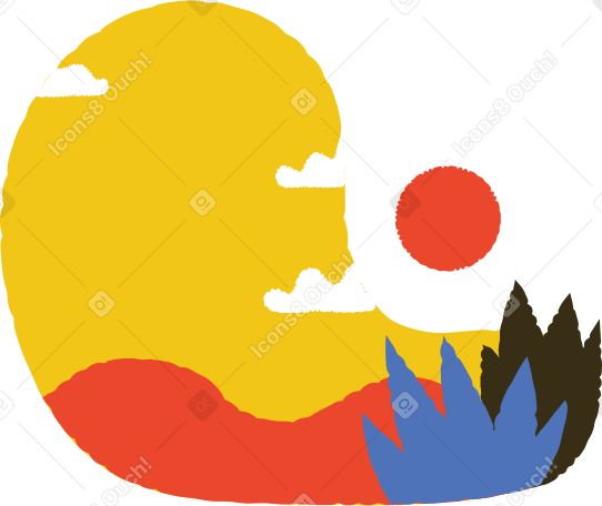 evening in the mountains Illustration in PNG, SVG