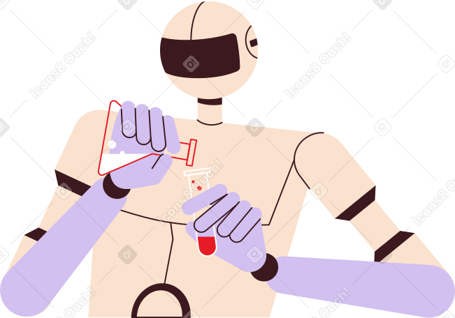 laborroboter mit reagenzgläsern PNG, SVG