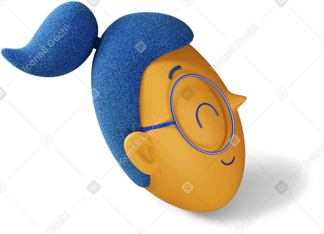 3D Side view of a winking girl's head turned right PNG, SVG