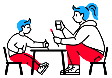 Child and a woman drawing PNG, SVG