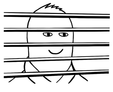doodle character looking through blinds PNG, SVG