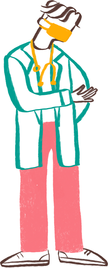male doctor showing at something with his hand PNG, SVG