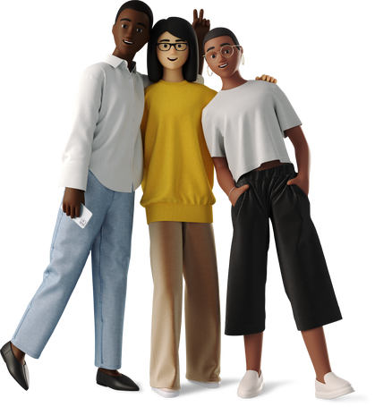 3D young women standing PNG, SVG