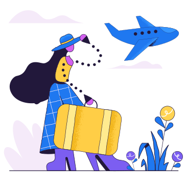 Femme au chapeau et avec une valise partant en voyage PNG, SVG