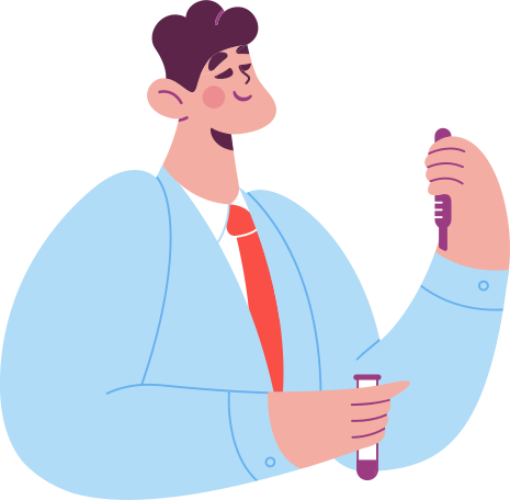 scientist in a coat with a thermometer Illustration in PNG, SVG