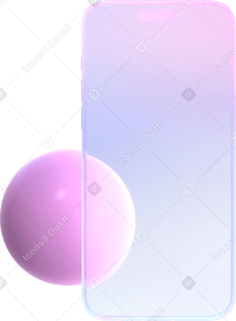 3D composition with smartphone mockup and sphere PNG, SVG