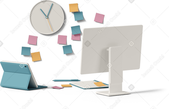3D monitor and other office stuff PNG, SVG