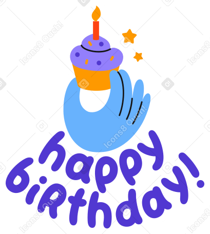 adesivo de feliz aniversário de mão e letras PNG, SVG