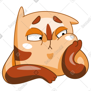 无聊的猫用爪子抱着头 PNG, SVG