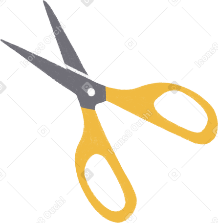 yellow cutting scissors Illustration in PNG, SVG