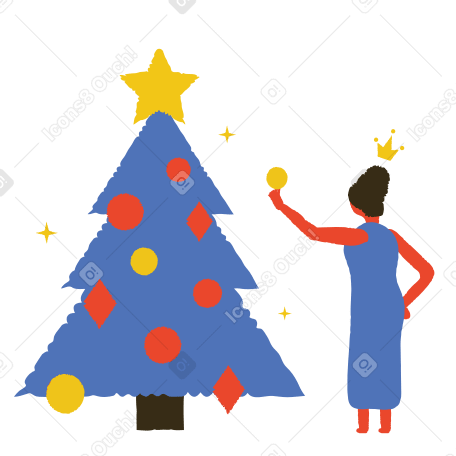 Decorate the Christmas tree Illustration in PNG, SVG