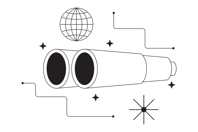 Binoculars in web space Illustration in PNG, SVG