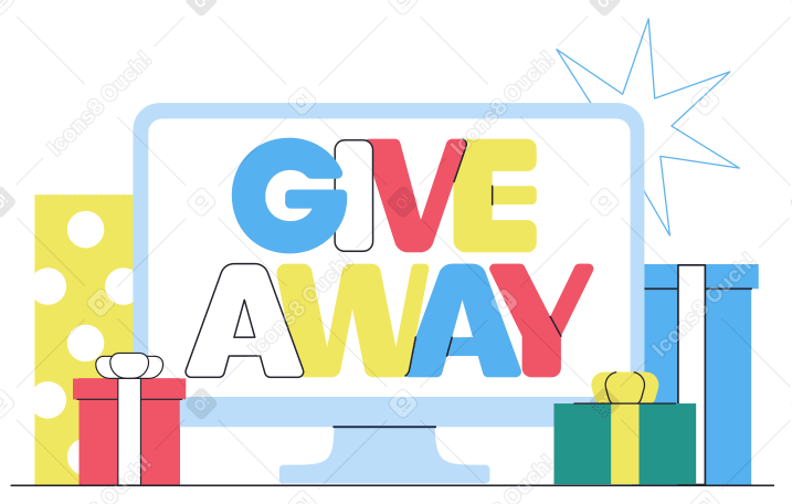 Lettering giveaway mit geschenkbox-text PNG, SVG