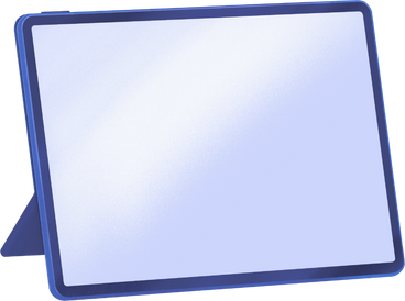 blue ipad standing in a case PNG, SVG