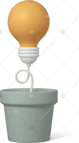 3D idea lamp in flower pot в PNG, SVG