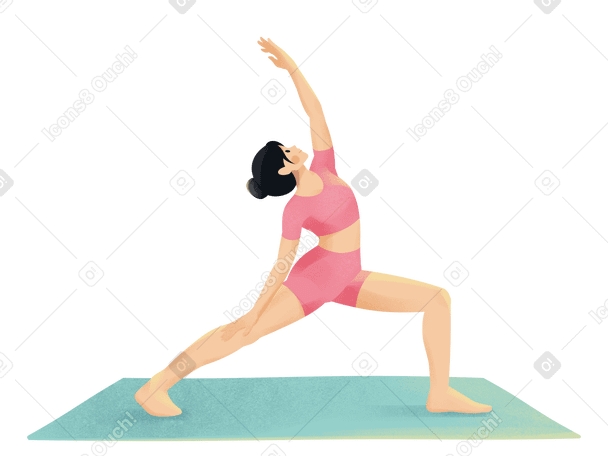 Young woman in pink sport clothes is doing yoga Illustration in PNG, SVG