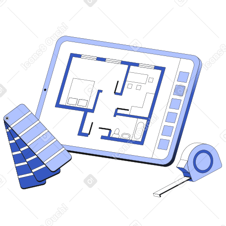 Floor plan of an apartment on a tablet Illustration in PNG, SVG