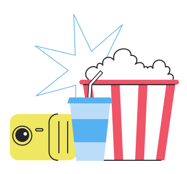 Popcorn mit limonade und projektor PNG, SVG