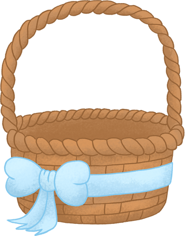 Basket with blue ribbon в PNG, SVG