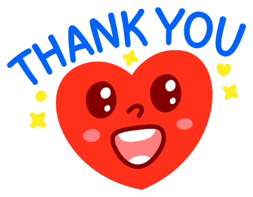 lettering sticker thank you heart yellow red text animated illustration in GIF, Lottie (JSON), AE
