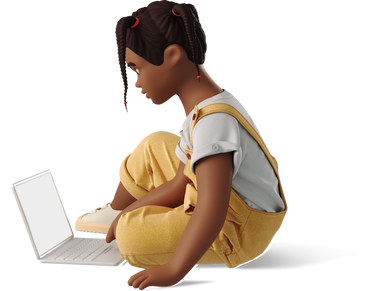 little girl sitting with laptop PNG, SVG