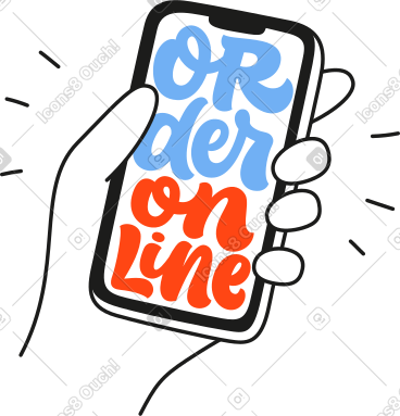 Lettering order online phone in hand text PNG, SVG