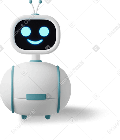 3D robot smile front Illustration in PNG, SVG