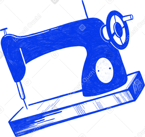 antique blue sewing machine Illustration in PNG, SVG