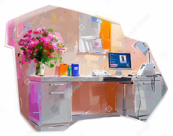 oil painting of a doctor's desk в PNG, SVG